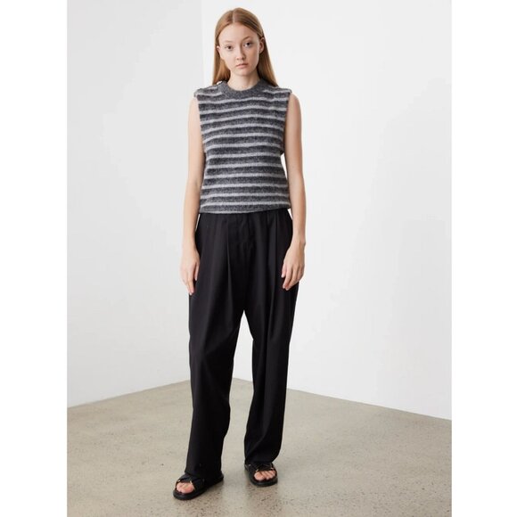 Ganni Striped Sleeveless Knit in Paloma Stripe Grey, size Small - Picture 3 of 10